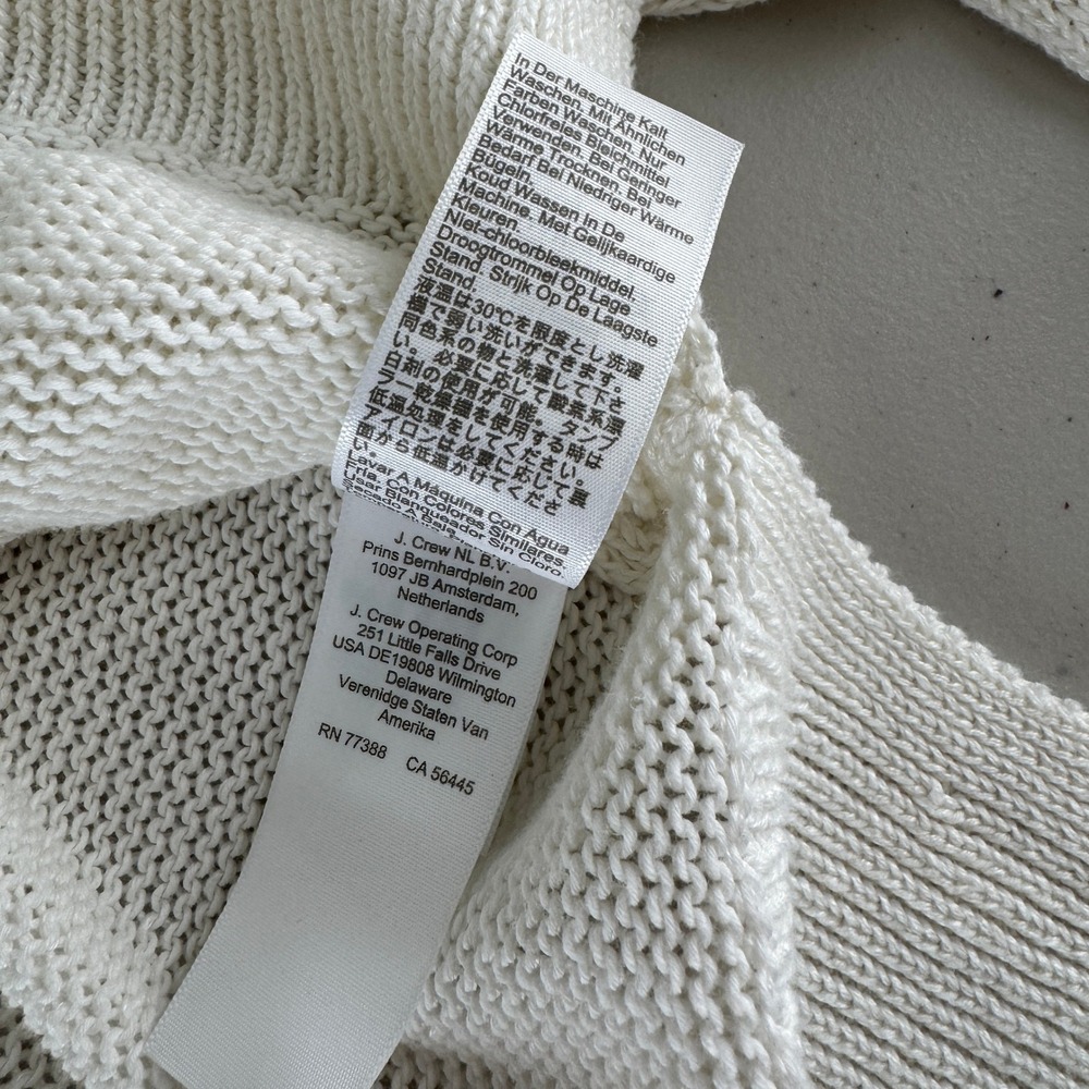 J.Crew Linen Cotton Knit Beach Sweater Womens S Cream Coastal Crewneck Slouchy - Picture 10 of 14